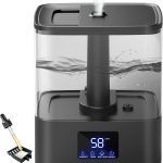 4L Top Fill Humidifiers for Bedroom & 60H Runtime - Cool Mist Humidifier, 3 Mist Levels, 8H Timer, Essential Oil Tray, Humidity Display, Quiet for Bedroom, Baby, Plants, Large Room