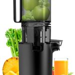 Cold Press Juicer, 5.4" Wide Feed Chute Juice Extractor Machine with 400W, High Juice Yield, Slow Masticating Juicer for Whole Vegetables & Fruits, Black