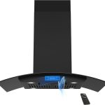 Black Island Range Hood 36 Inch, 700 CFM Ductless/Ducted Ceiling Mount Range Hood with 3 Speed Fan, Gesture, Remote & Touch Control, LED Light Vent Hood for Kitchen