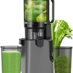Juicer Machines with 5.8" Extra Large Feed Chute, Cold Press Juicer For Whole Vegetables and Fruits, 350W Professional Masticating juicer Easy to Clean for Batch Juicing (Titanium Gray)
