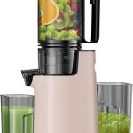 Cold Press Juicer, Masticating Juicer with 5.4" Wide Feed Chute, 350w Slow Juicer Machines Fit Whole Vegetables and Fruits,Juice Extractor Machine with High Juice Yield, Easy to Clean (Pink)
