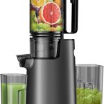 Cold Press Juicer, Masticating Juicer with 5.4" Wide Feed Chute, 350w Slow Juicer Machines Fit Whole Vegetables and Fruits,Juice Extractor Machine with High Juice Yield, Easy to Clean(Black)